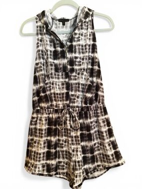 BeBop Black & White Tie-Dye Hooded Romper
